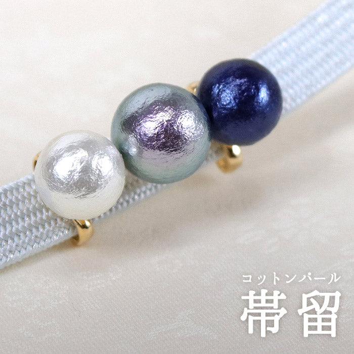 Obidome Cotton 3 Pearls  for Japanese Traditional Kimono - Blue