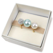 Load image into Gallery viewer, Obidome Cotton Pearl  for Japanese Traditional Kimono - 3 Aqua Light Blue Rhinestone 

