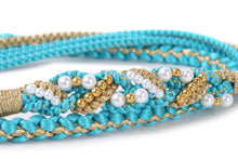 Load image into Gallery viewer, Silk Obijime Pearl Beads  for Japanese Traditional Kimono - Aqua Blue
