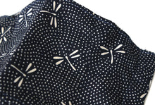 Load image into Gallery viewer, Box Shape Traditional Japanese Pattern Face Mask - Navy Dragonfly
