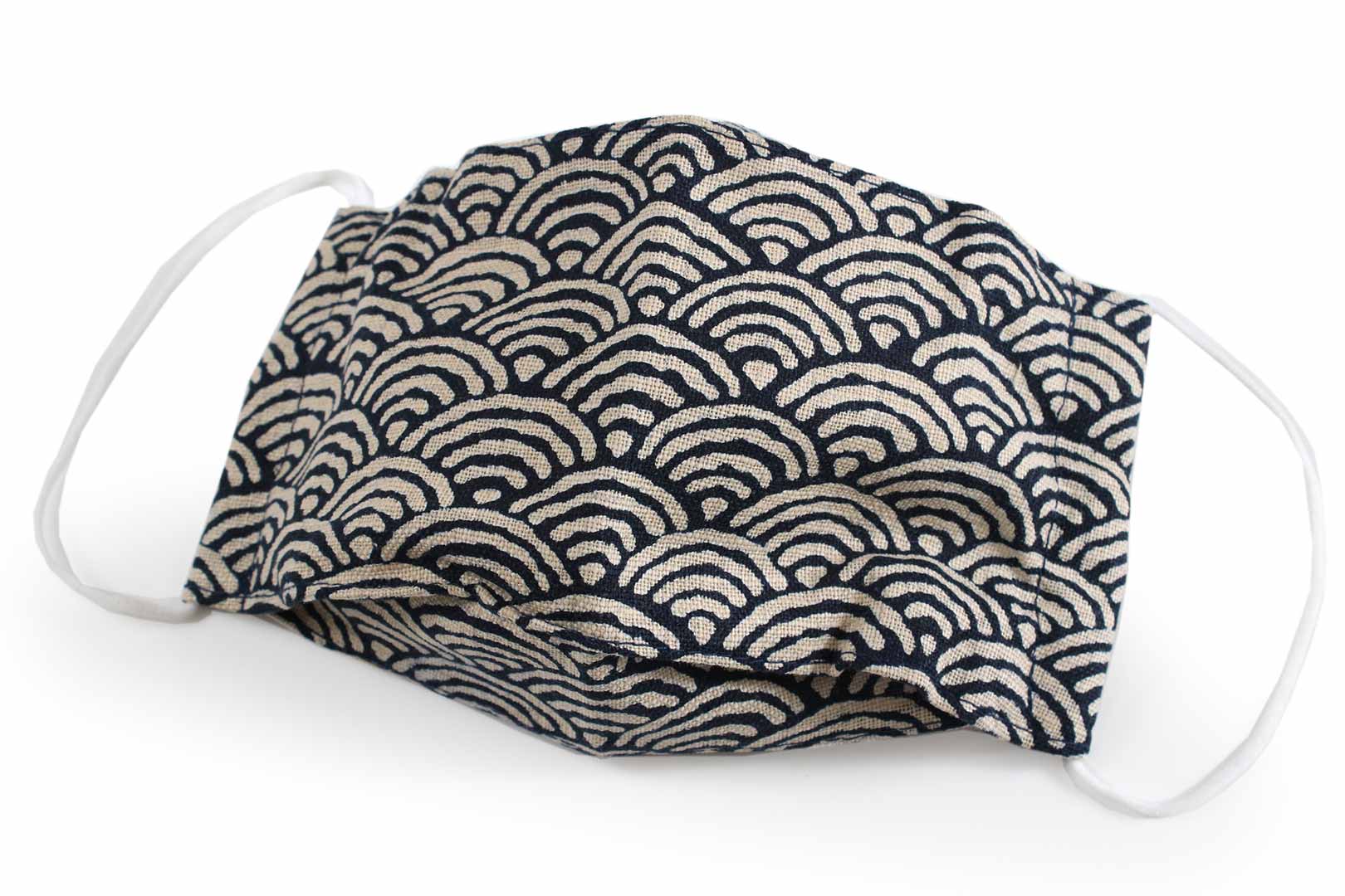 Japanese Mask Pattern Box Shape Traditional Japanese Pattern Face Mask - Waves – Kyoto Maruhisa