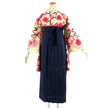 將圖片載入圖庫檢視器 Women&#39;s Polyester Washable Two-Shaku-Sleeve Kimono for Hakama, Short Length, Cream Yellow, Cloisonne, Peony, Free Size: Japanese Traditional Clothes
