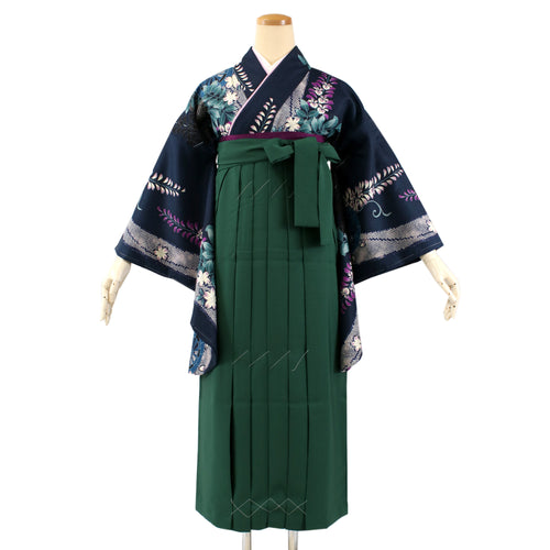Polyester Washable Two-Shaku-Sode Kimono and Hakama 2-piece set Genji car pattern: Japanese Traditional Clothes