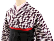 画像をギャラリービューアに読み込む, Women&#39;s Polyester Washable Two-Shaku-Sleeve Kimono for Hakama: Japanese Traditional Clothes - Purple White Arrow Feather Cherry Blossom
