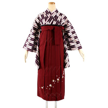 將圖片載入圖庫檢視器 Women&#39;s Polyester Washable Two-Shaku-Sleeve Kimono for Hakama: Japanese Traditional Clothes - Purple White Arrow Feather Cherry Blossom
