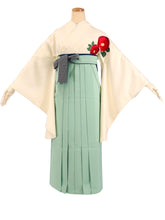 画像をギャラリービューアに読み込む, Women&#39;s Polyester Washable Two-Shaku-Sleeve Kimono for Hakama: Japanese Traditional Clothes - Off-white Red Camellia Embroidery
