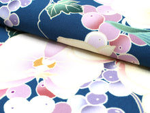 画像をギャラリービューアに読み込む, Women&#39;s Polyester Washable Two-Shaku-Sleeve Kimono for Hakama: Japanese Traditional Clothes - Deep Blue Grape Orchid
