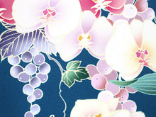 將圖片載入圖庫檢視器 Women&#39;s Polyester Washable Two-Shaku-Sleeve Kimono for Hakama: Japanese Traditional Clothes - Deep Blue Grape Orchid
