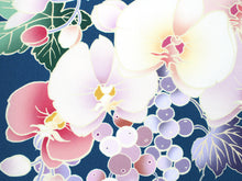 將圖片載入圖庫檢視器 Women&#39;s Polyester Washable Two-Shaku-Sleeve Kimono for Hakama: Japanese Traditional Clothes - Deep Blue Grape Orchid
