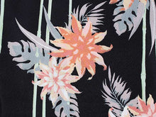 將圖片載入圖庫檢視器 Ladies&#39; Washable Kimono: Japanese Traditional Clothes - Unlined Black Hosotake Tropical Floral
