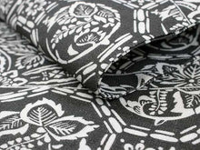 画像をギャラリービューアに読み込む, Ladies&#39; Linen Nagoyaobi Obidome Obijime 3 Item Set for Japanese Traditional Kimono  - Dark Brown Flower Geometry

