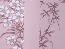 將圖片載入圖庫檢視器 Polyester Haneri for Japanese Traditional Kimono - Pink Random Flowers and Grass Plaid
