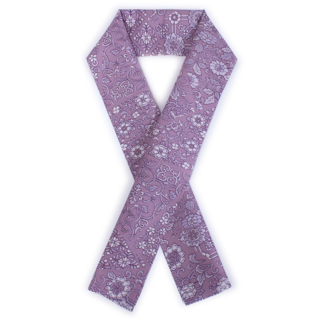 Polyester Haneri for Japanese Traditional Kimono - Deep purple Patchwork  Peony flower grass, grape arabesque, geometric pattern