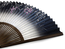 將圖片載入圖庫檢視器 Ladies Paper Sensu :Japanese Traditional Folding Fan - Navy Blue Wisteria Large
