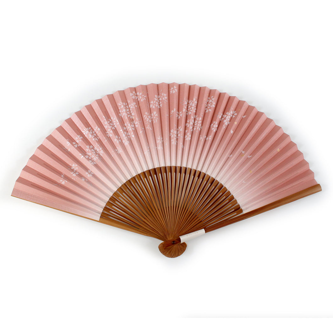 Ladies Paper Sensu :Japanese Traditional Folding Fan - Pink Branch Sakura