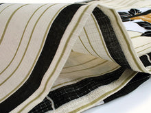 將圖片載入圖庫檢視器 Women&#39;s Cotton Yukata : Japanese Traditional Clothes - Ivory Ougi Fan Peony Stripes
