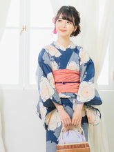画像をギャラリービューアに読み込む, Women&#39;s Cotton Yukata : Japanese Traditional Clothes - Navy Ume Plum
