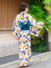 画像をギャラリービューアに読み込む, Ladies cotton yukata : Japanese Traditional Clothes - off white lemon
