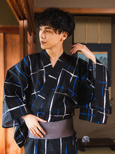 Load image into Gallery viewer, Men&#39;s Cotton Yukata  : Japanese Traditional Clothes - Black Lattice
