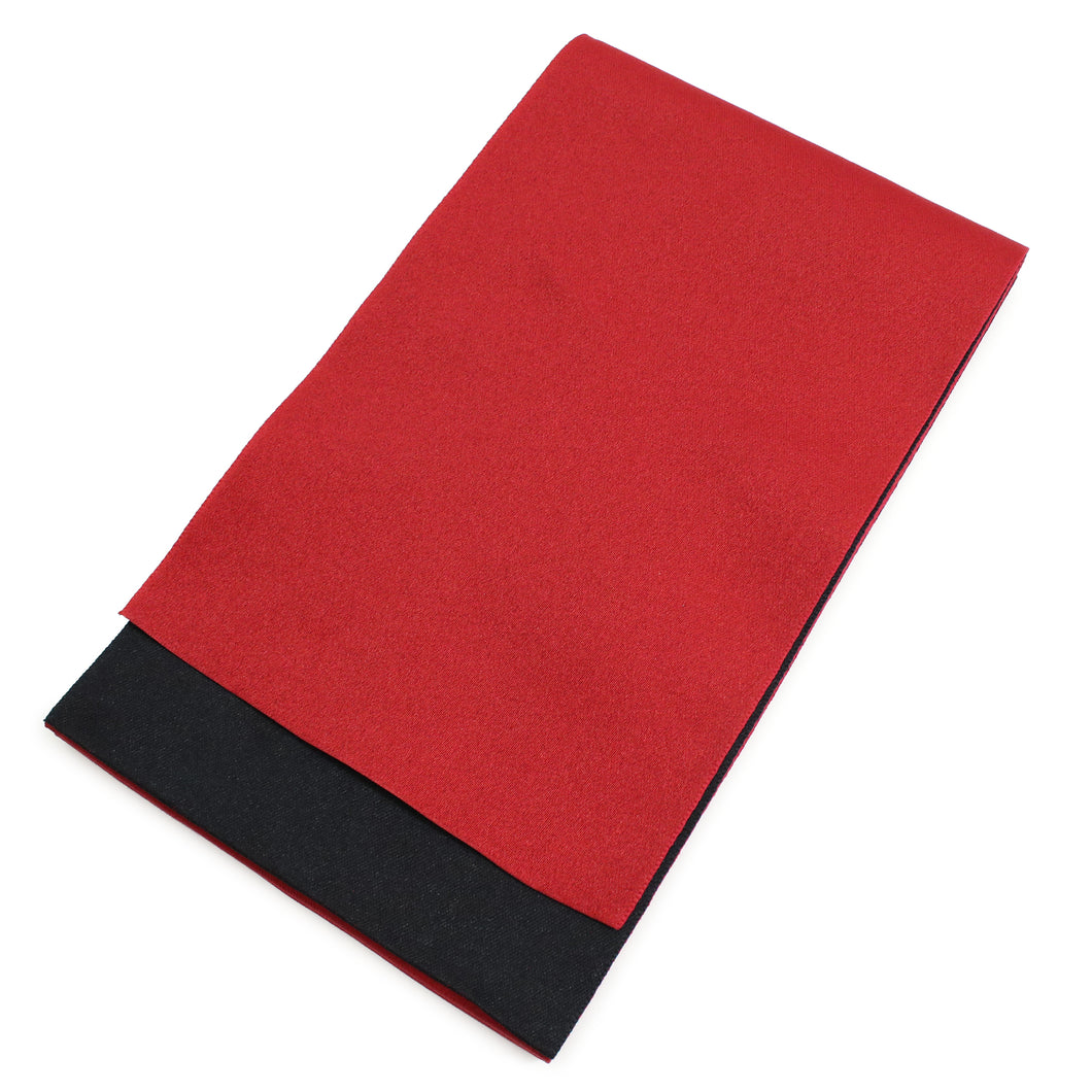 Women's Hanhaba-obi for Japanese Traditional Kimono - Unlined Reversible Red x Black