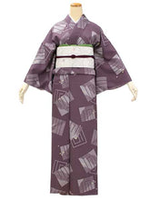 画像をギャラリービューアに読み込む, Women&#39;s Tailored Silk Nagoya Obi Belt - Light Gray ,Light Purple Diagonal Flower Pattern-
