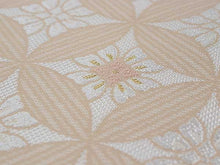 將圖片載入圖庫檢視器 Women&#39;s Tailored Silk Nagoya Obi Belt - Light Beige ,White Cloisonne and Flowers Pattern-
