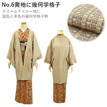 Load image into Gallery viewer, Awase long Haori coat with same cloth haori cord, women, Geometric

