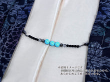 画像をギャラリービューアに読み込む, Haori string natural stone Lighter blue turquoise, Gray and black Czech glass, Women
