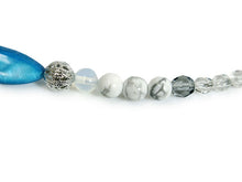 將圖片載入圖庫檢視器 Haori string natural stone Blue mother-of-pearl gray and clear Czech glass, Women
