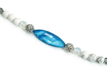 將圖片載入圖庫檢視器 Haori string natural stone Blue mother-of-pearl gray and clear Czech glass, Women
