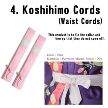 画像をギャラリービューアに読み込む, Women&#39;s Yukata Coordinate Set of 5 Items For Beginners : Koshihimo Cords(Waist Cords)
