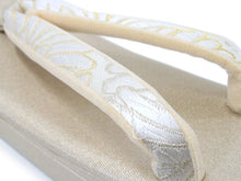Load image into Gallery viewer, Zori sandles and bag set, Women, White, Gold, Matsubishi pattern
