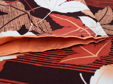 画像をギャラリービューアに読み込む, Washable Awase Kimono, Nagoya Obi, Pure Silk Obiage, Pure Silk Obijime, 4 piece set, Dark brown,Red lines, Leaves, Free size
