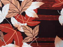 画像をギャラリービューアに読み込む, Washable Awase Kimono, Nagoya Obi, Pure Silk Obiage, Pure Silk Obijime, 4 piece set, Dark brown,Red lines, Leaves, Free size
