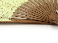Load image into Gallery viewer, Sensu, foldable fan, fan bag, 2-piece set in paulownia box ,women, yellow, lace
