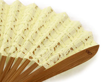 將圖片載入圖庫檢視器 Sensu, foldable fan, fan bag, 2-piece set in paulownia box ,women, yellow, lace
