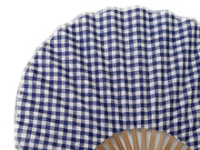 Load image into Gallery viewer, Sensu, foldable fan, fan bag, 2-piece set in paulownia box, women, blue, checkered pattern
