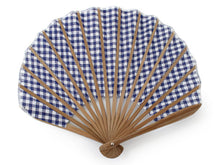 將圖片載入圖庫檢視器 Sensu, foldable fan, fan bag, 2-piece set in paulownia box, women, blue, checkered pattern
