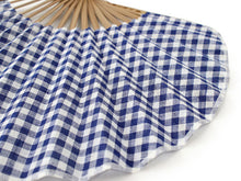 画像をギャラリービューアに読み込む, Sensu, foldable fan, fan bag, 2-piece set in paulownia box, women, blue, checkered pattern
