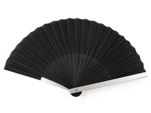 將圖片載入圖庫檢視器 Sensu, Foldable fan, Fan bag, 2-piece set in paulownia box, Men, Black, Plain, Ruler
