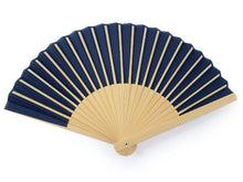 Load image into Gallery viewer, Sensu, Foldable fan, Fan bag, 2-piece set in paulownia box, Men, Navy, Plain, Ruler
