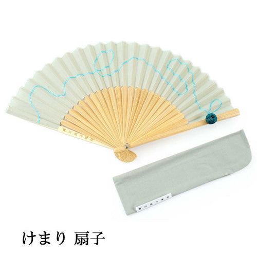 Sensu, Foldable fan, Fan bag, 2-piece set, Women, Silver gray, Plain, Kemari