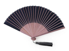 Load image into Gallery viewer, Sensu, Foldable fan, Fan bag, 2-piece set,Women Bicolor Gray purple, black plain
