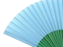 画像をギャラリービューアに読み込む, Sensu, Foldable fan, Fan bag, 2-piece set,Women Bicolor Saxe blue, Green, Plain
