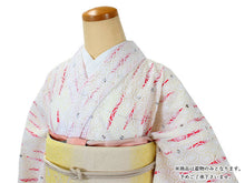 將圖片載入圖庫檢視器 Lace Kimono, Women,Hitoe, Cool, Red, Vertical stripes with circles and curves 
