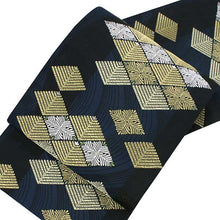 將圖片載入圖庫檢視器 Women&#39;s Tailored Washable Polyester Fukuro Obi Belt - Dark Brown, White and Blue Flower Pattern-
