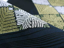 將圖片載入圖庫檢視器 Women&#39;s Tailored Washable Polyester Fukuro Obi Belt - Dark Brown, White and Blue Flower Pattern-
