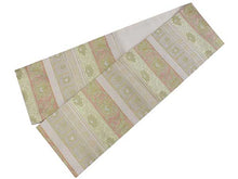 將圖片載入圖庫檢視器 Women&#39;s Tailored Washable Polyester Fukuro Obi Belt - Light Pink and Light Beige, Flower and Arabesque Pattern-

