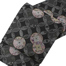 將圖片載入圖庫檢視器 Women&#39;s Tailored Washable Polyester Fukuro Obi Belt - Black, Cloisonne  Pattern-
