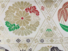 將圖片載入圖庫檢視器 Women&#39;s Tailored Washable Polyester Fukuro Obi Belt - Light Beige, Flower Pattern-

